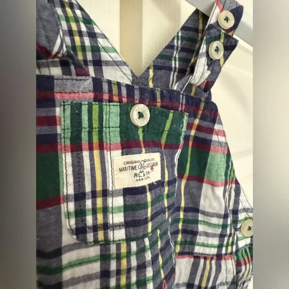 Ralph Lauren Baby Boy Plaid Overalls 3 Months Baby Outfit